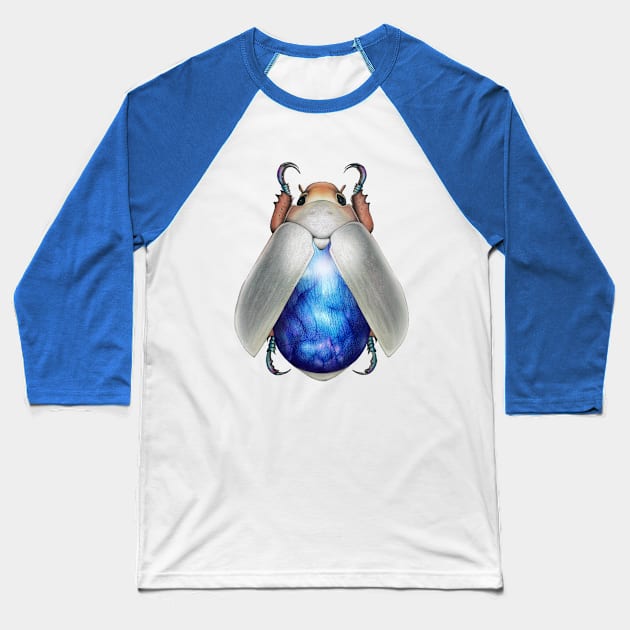 Blue Labradorite Beetle Baseball T-Shirt by illucalliart